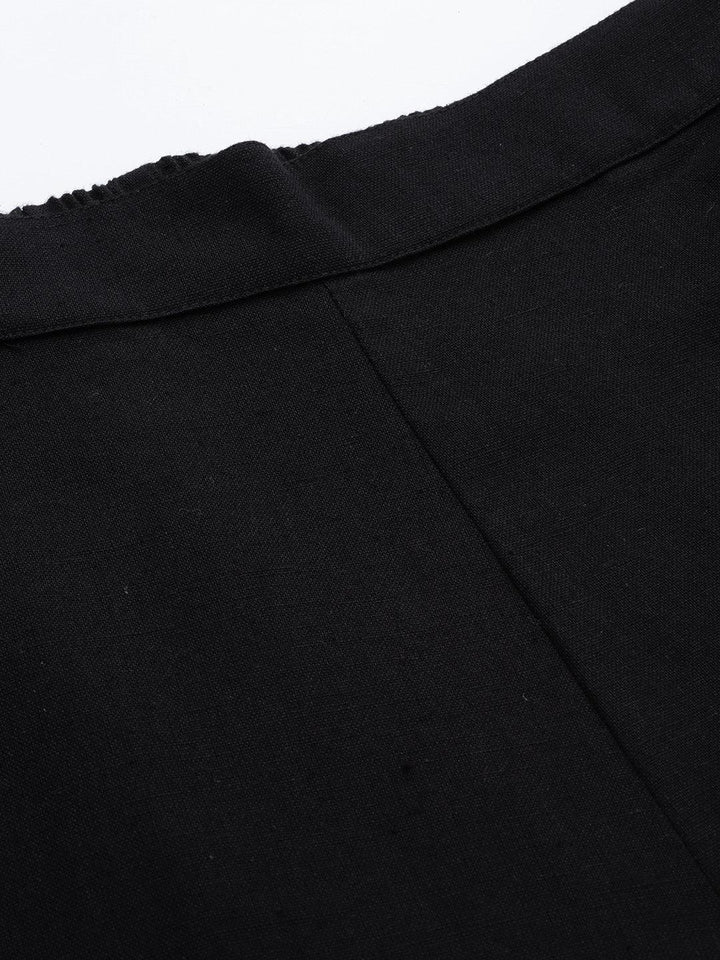 Black Solid Cotton Trousers