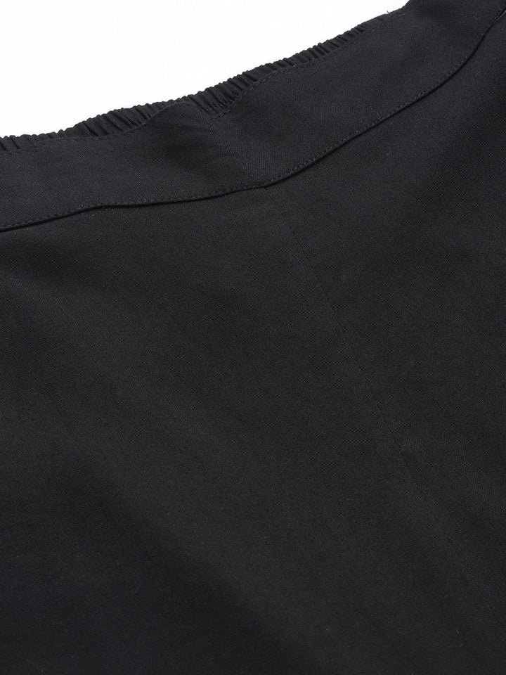 Black Solid Viscose Rayon Trousers