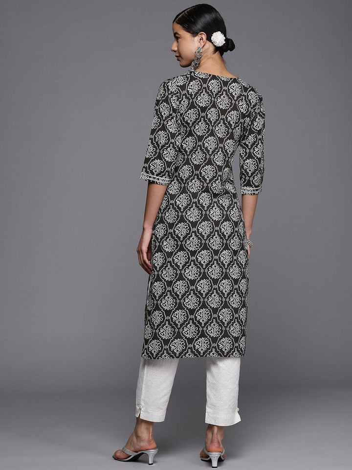 Black Yoke Design Cotton Straight Kurta