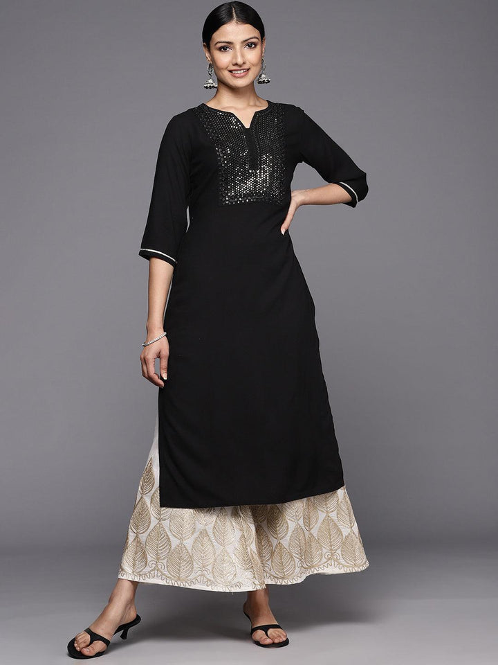 Black Yoke Design Rayon Straight Kurta
