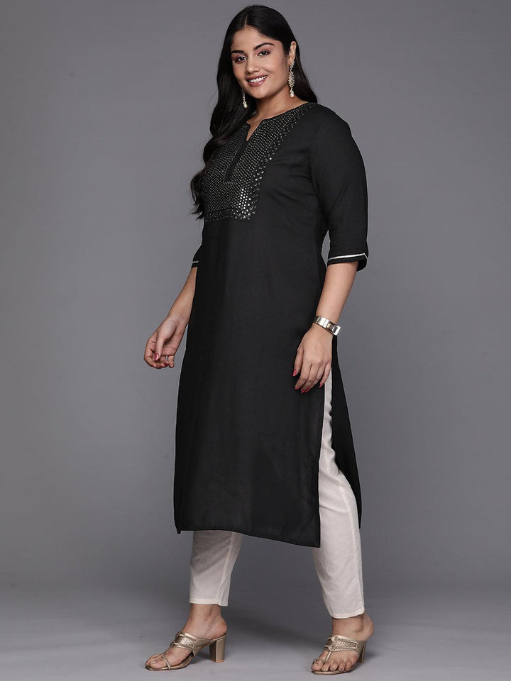 Black Yoke Design Rayon Straight Kurta