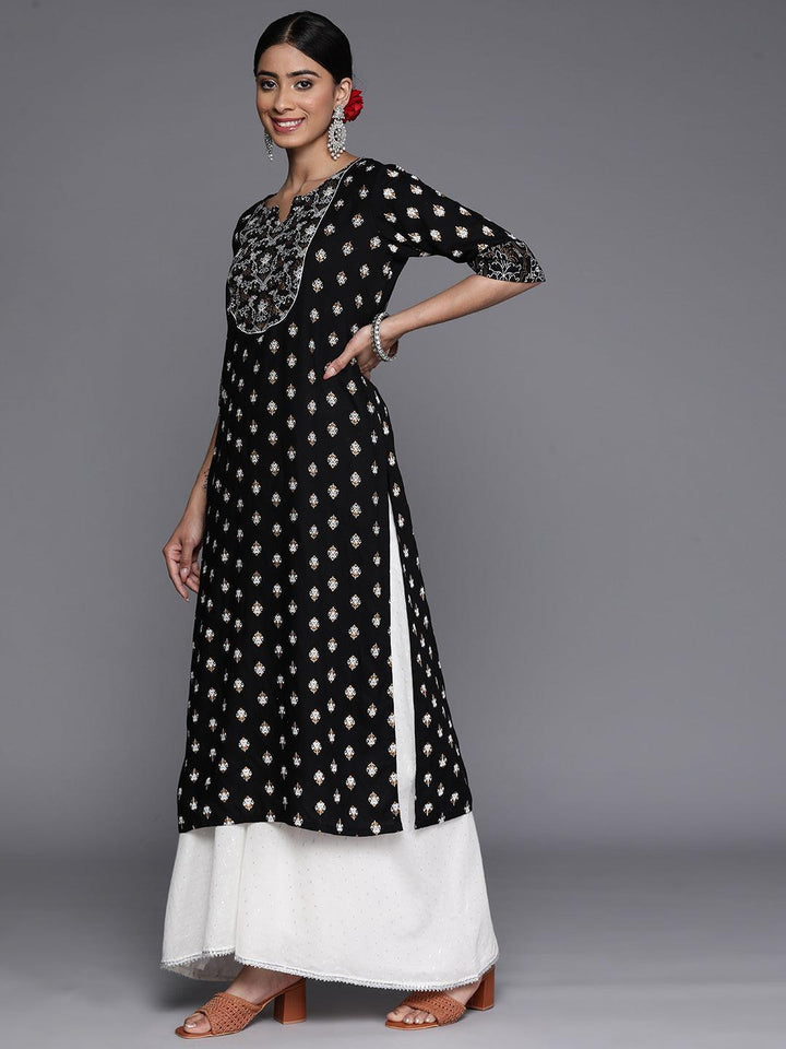 Black Yoke Design Rayon Straight Kurta