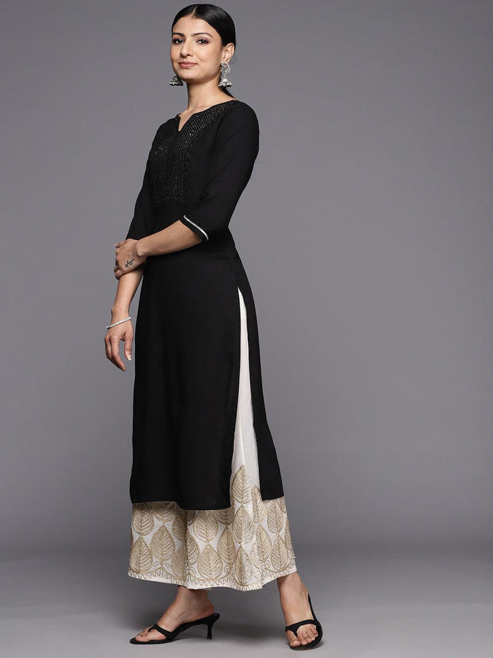 Black Yoke Design Rayon Straight Kurta