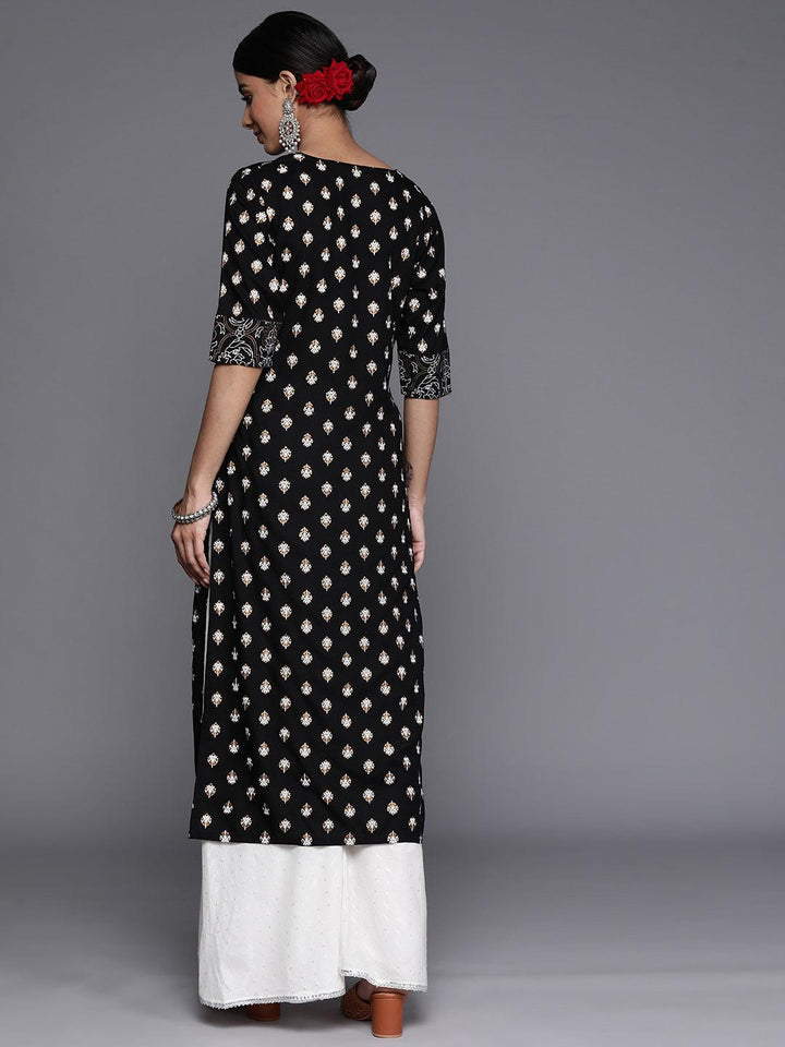 Black Yoke Design Rayon Straight Kurta