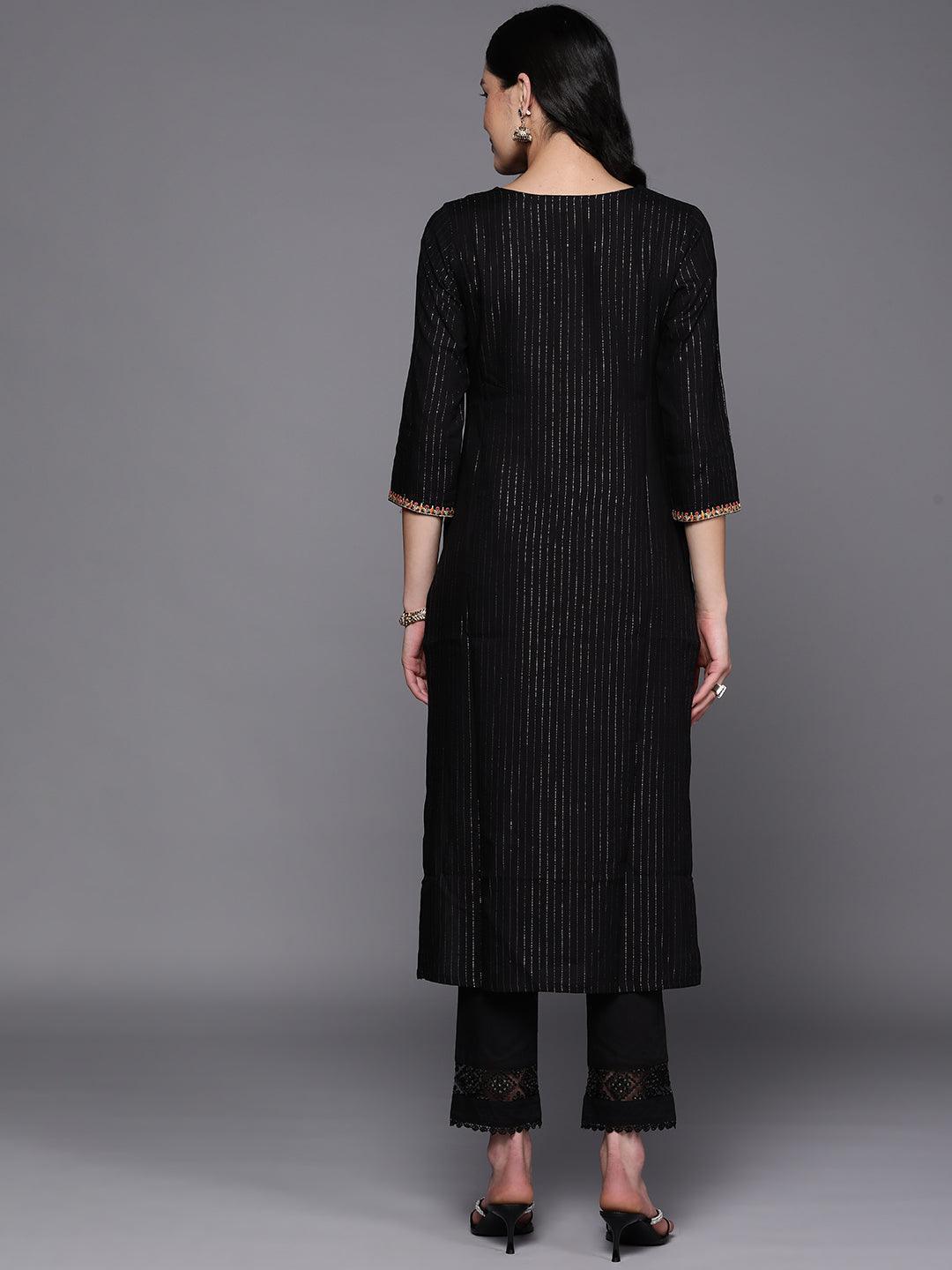 Black Yoke Design Rayon Straight Kurta - ShopLibas