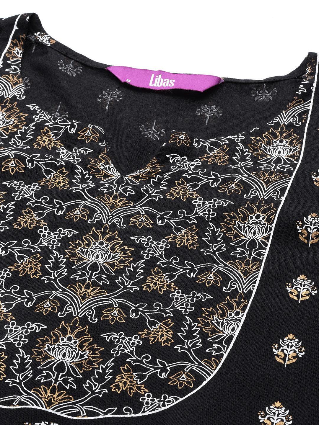 Black Yoke Design Rayon Straight Kurta - ShopLibas