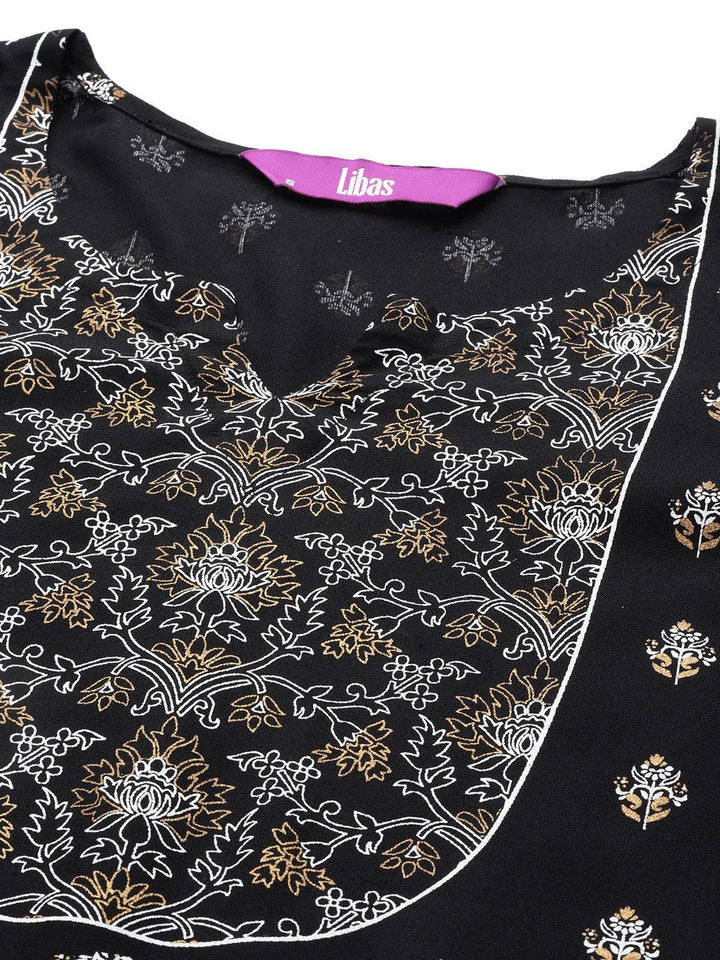 Black Yoke Design Rayon Straight Kurta