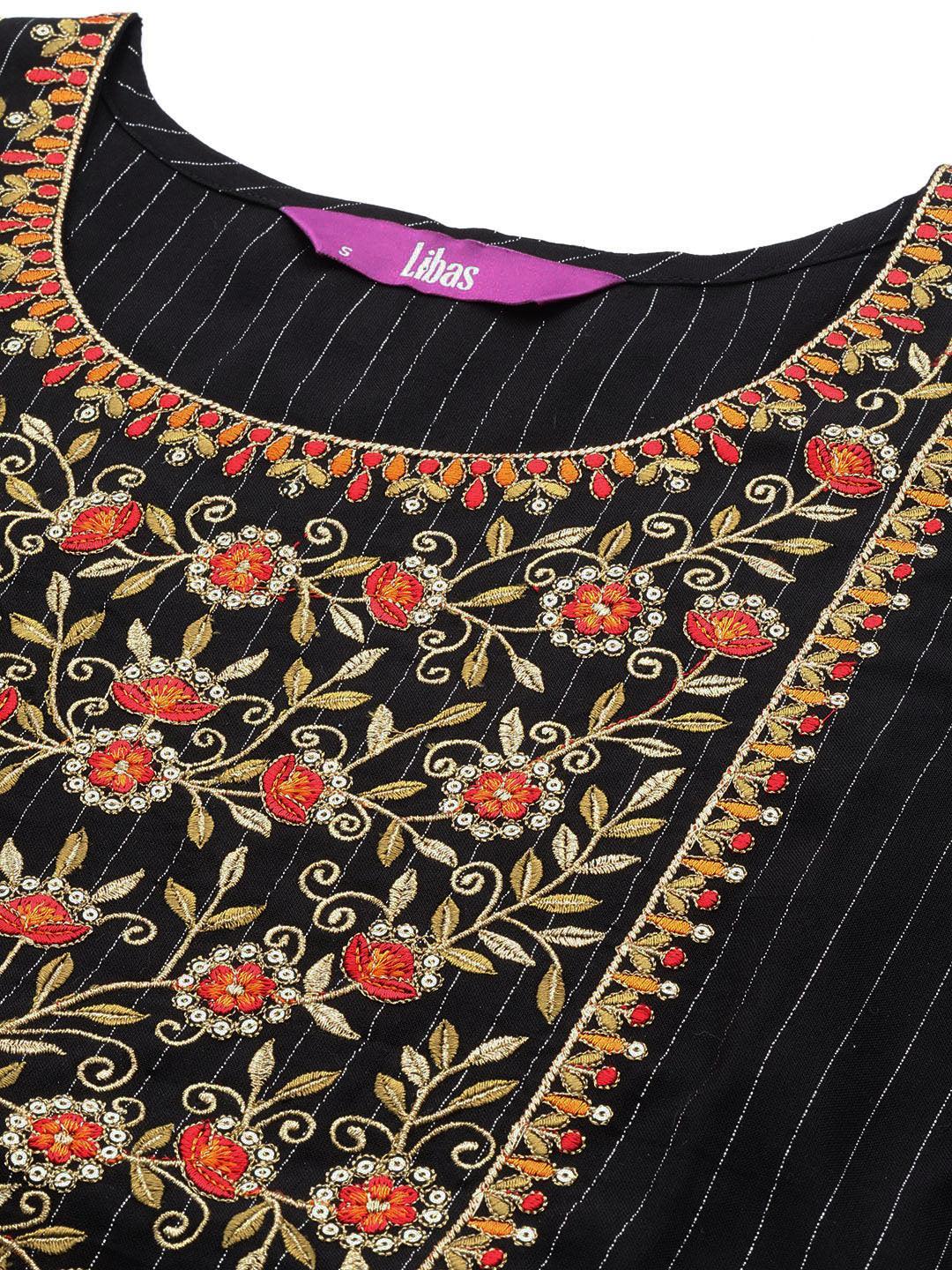 Black Yoke Design Rayon Straight Kurta - ShopLibas