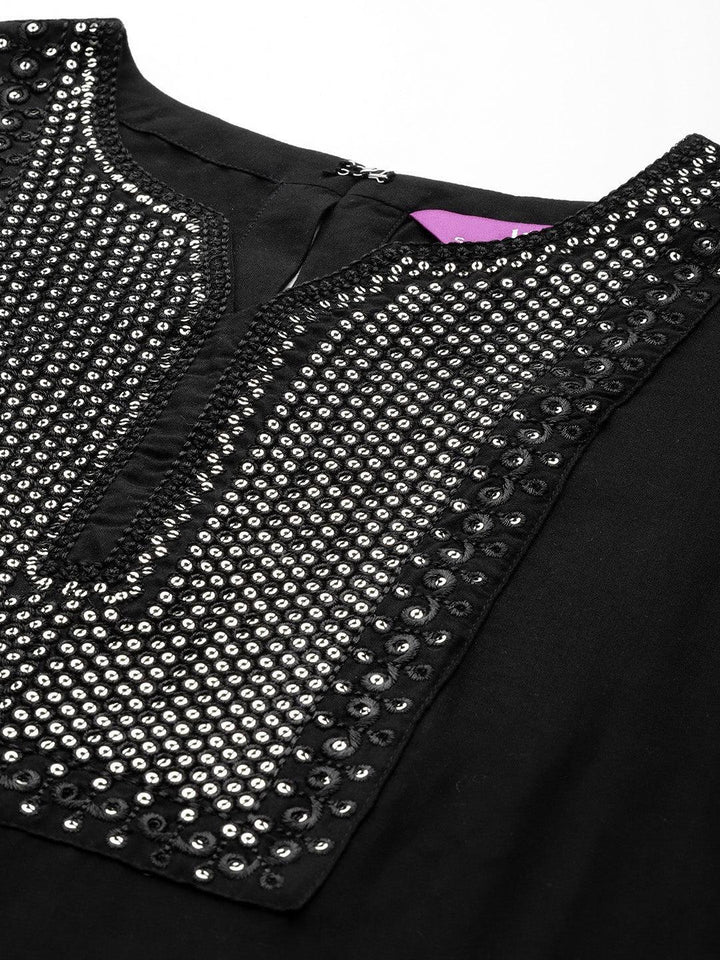 Black Yoke Design Rayon Straight Kurta