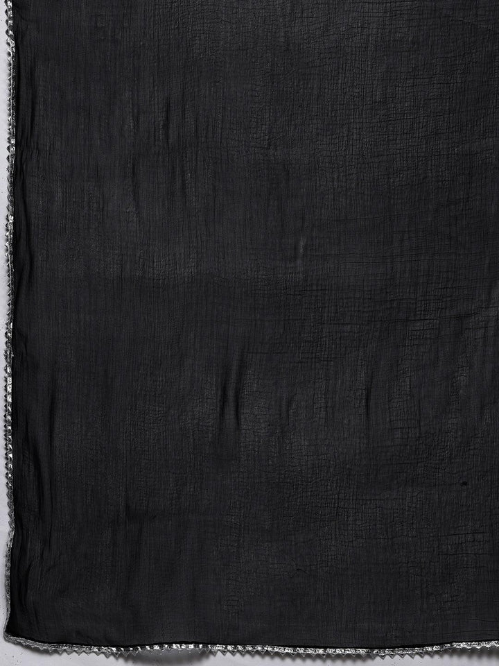 Black Yoke Design Rayon Suit Set