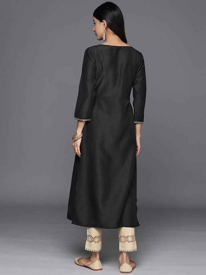 Black Yoke Design Silk A-Line Kurta