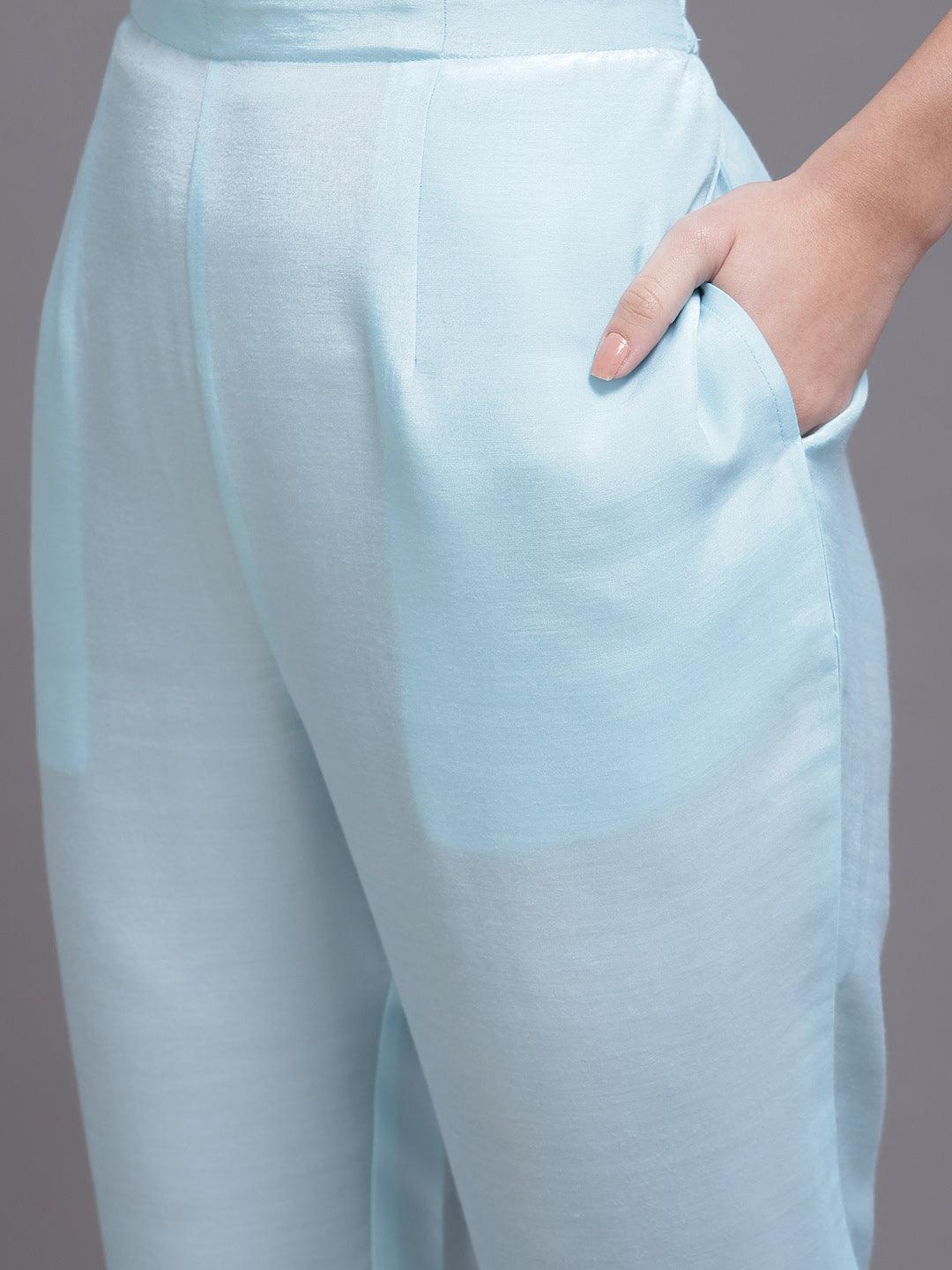 Blue Embroidered Georgette Suit Set - ShopLibas