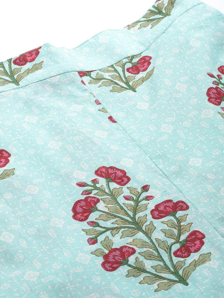 Blue Printed Cotton Night Suit