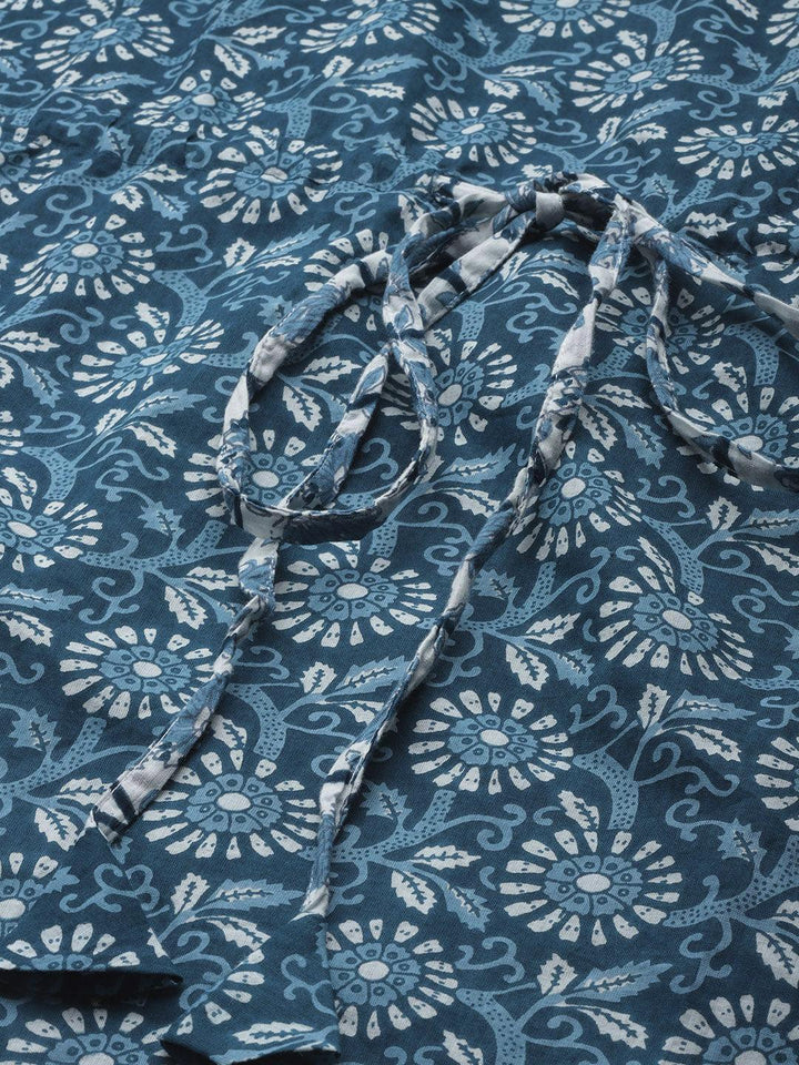Blue Printed Cotton Night Suit