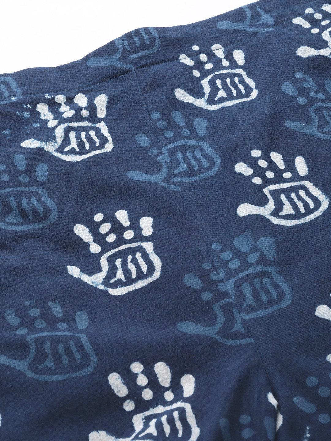 Blue Printed Cotton Night Suit - ShopLibas