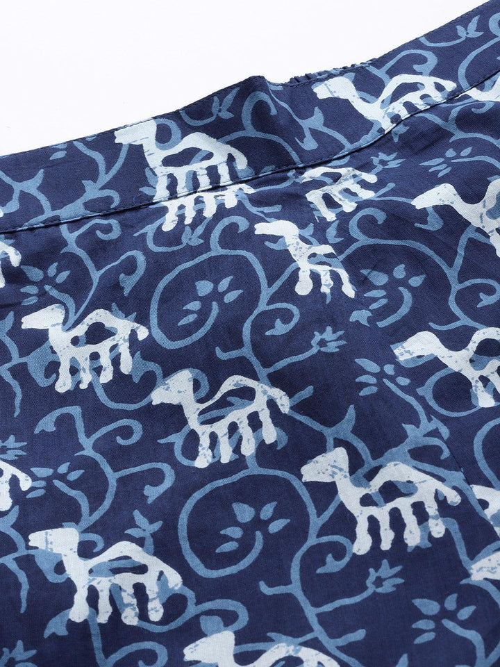 Blue Printed Cotton Night Suit