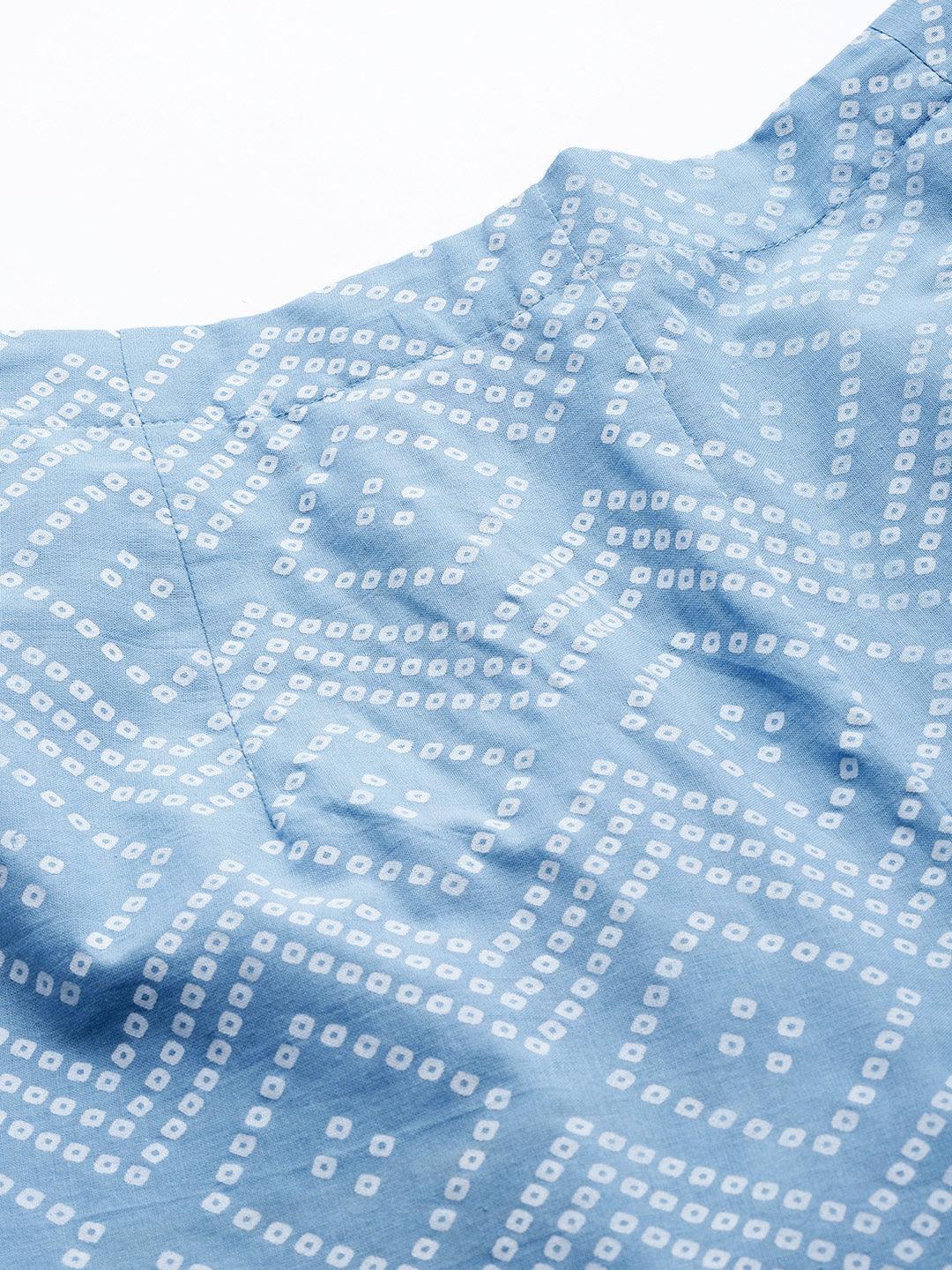 Blue Printed Cotton Night Suit - ShopLibas