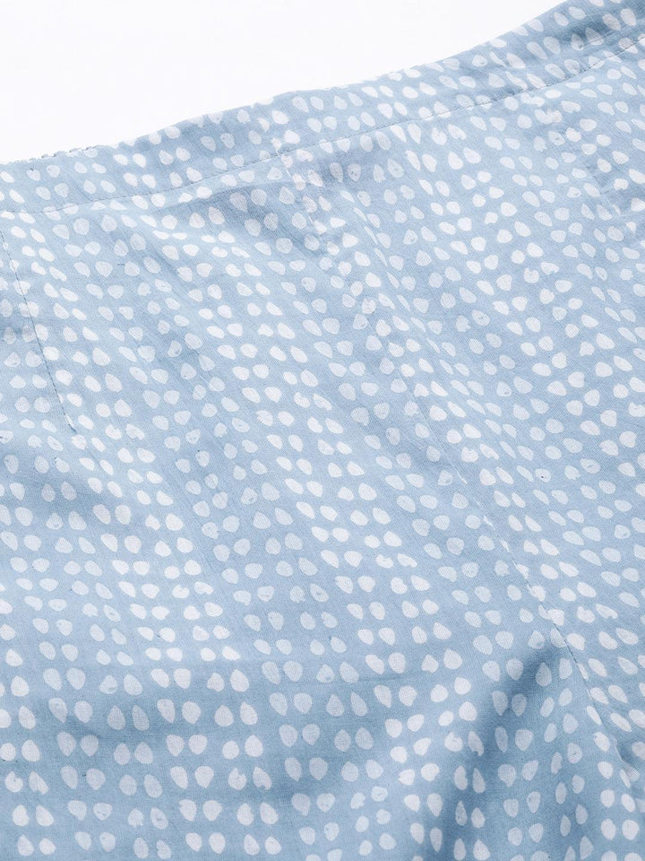 Blue Printed Cotton Night Suit