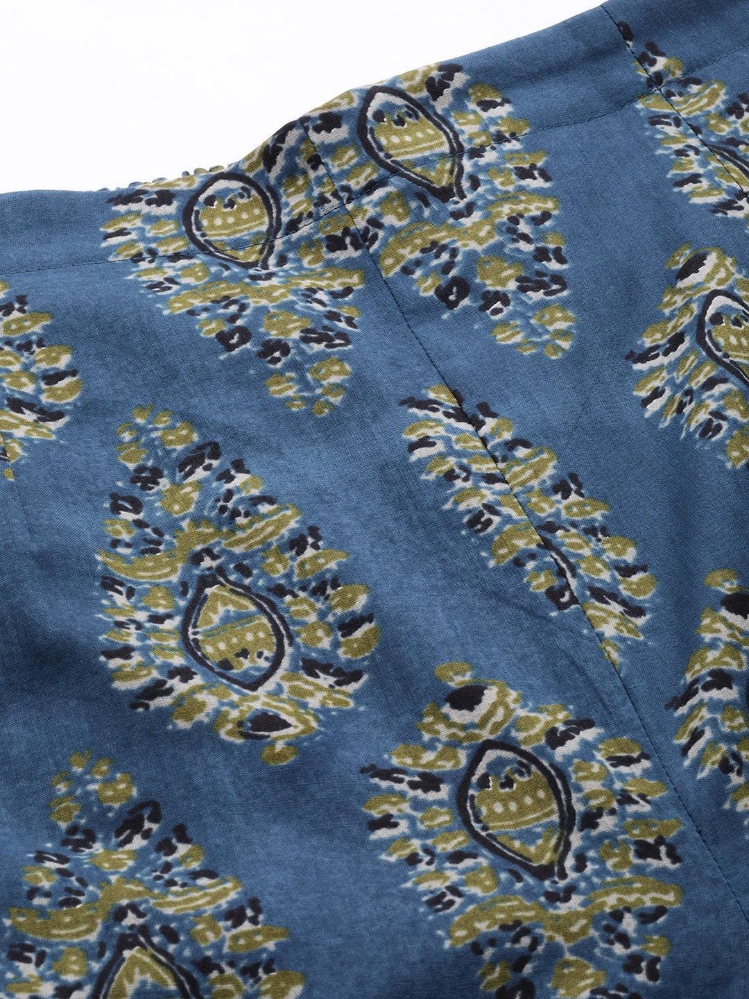 Blue Printed Cotton Night Suit - ShopLibas