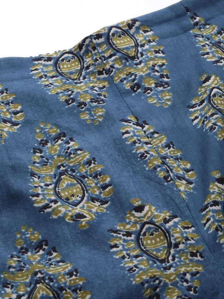 Blue Printed Cotton Night Suit