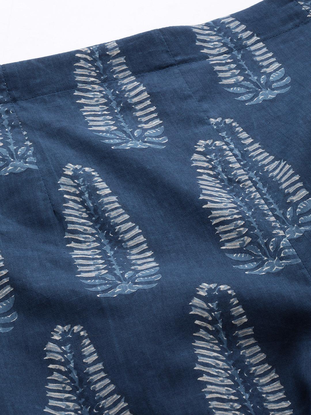 Blue Printed Cotton Night Suit - ShopLibas