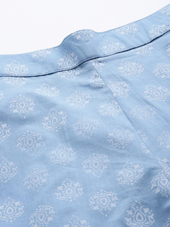 Blue Printed Cotton Night Suit