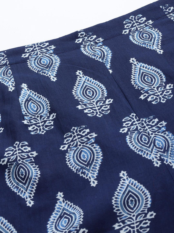 Blue Printed Cotton Night Suit