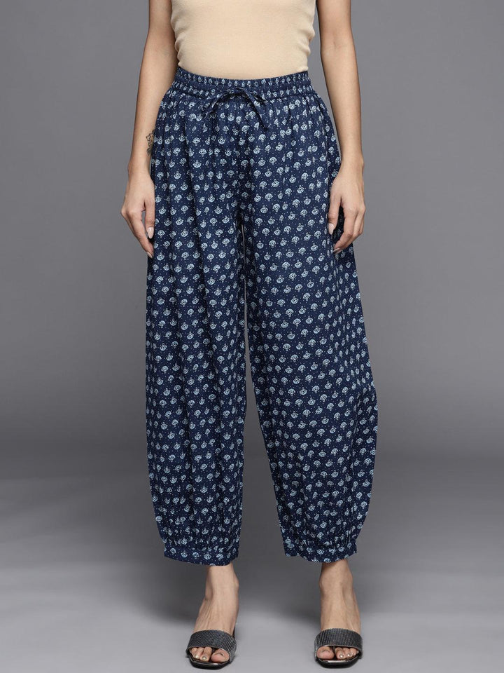 Blue Printed Cotton Salwar Pants