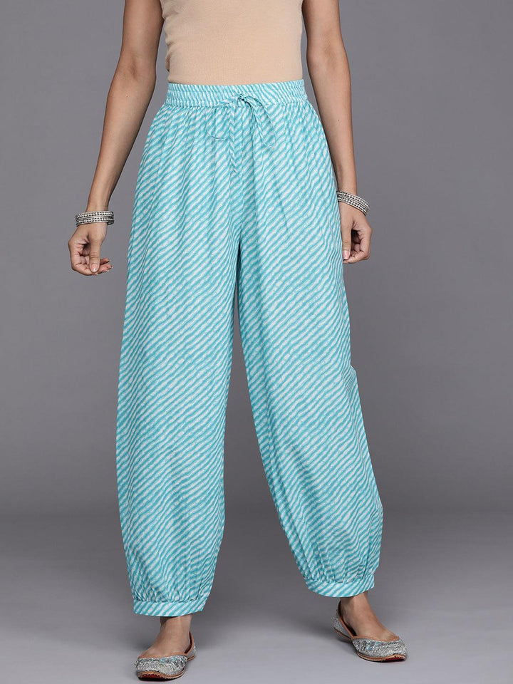 Blue Printed Cotton Salwar Pants