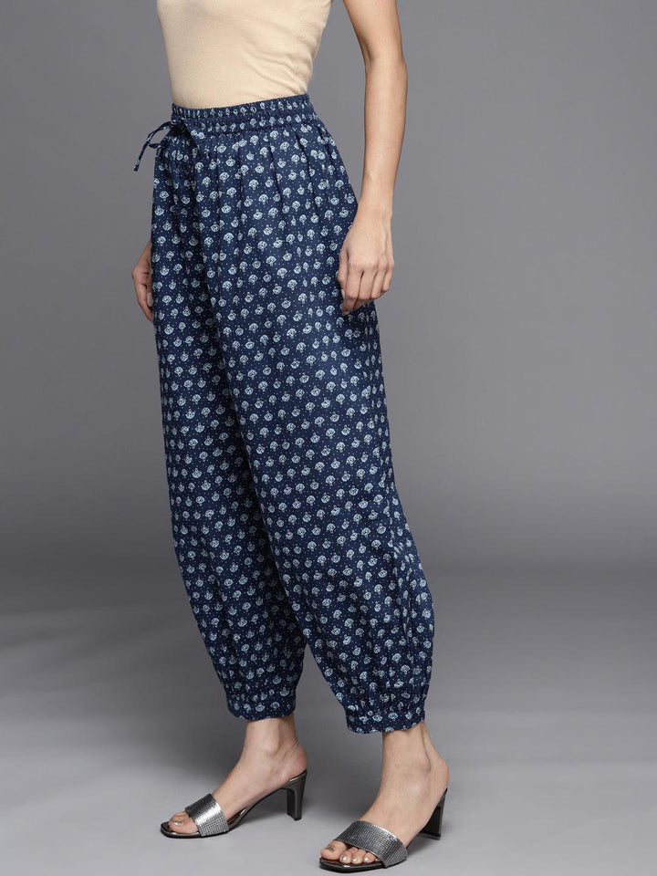 Blue Printed Cotton Salwar Pants