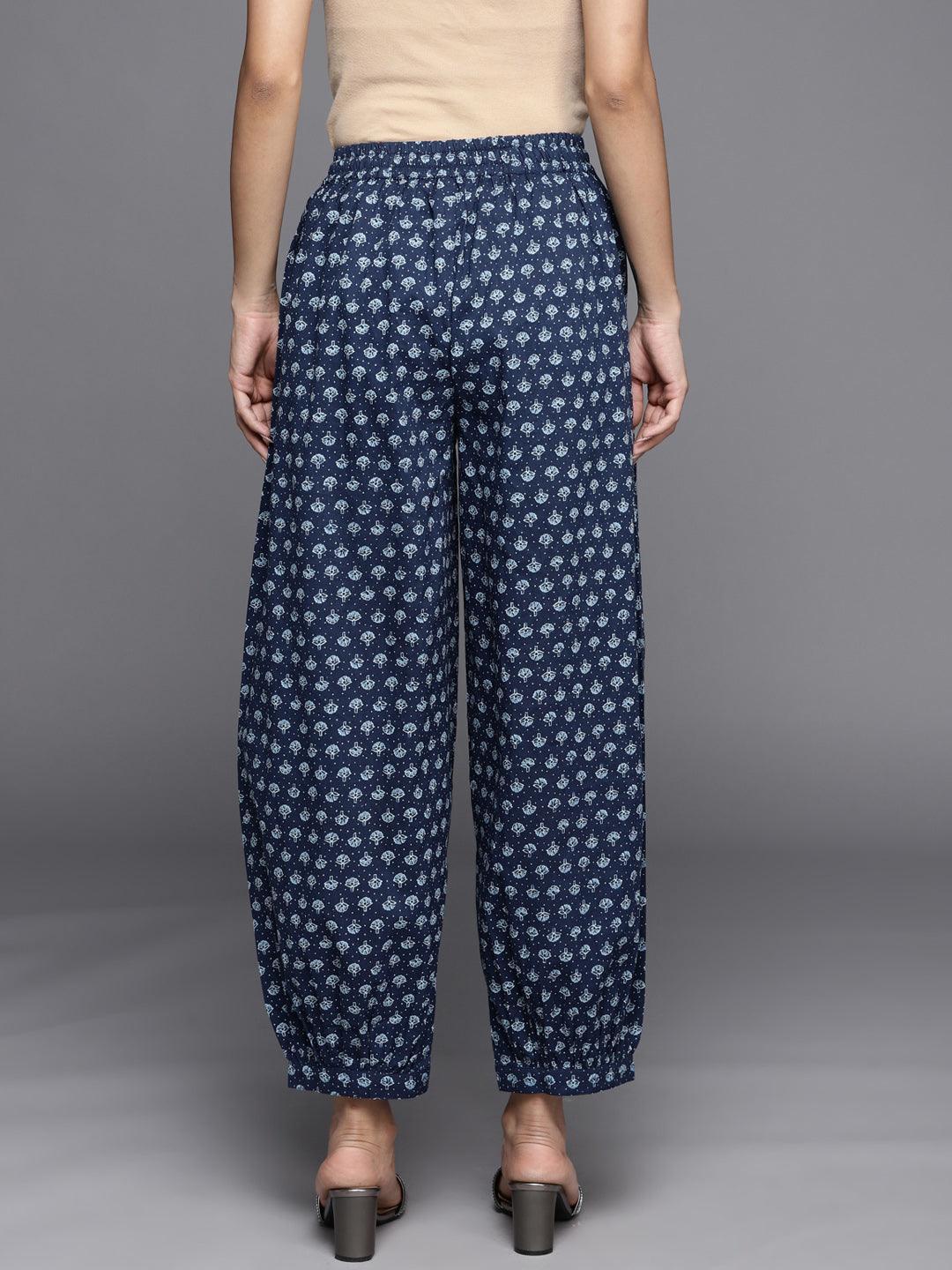 Blue Printed Cotton Salwar Pants - ShopLibas