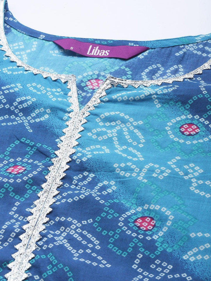 Blue Printed Cotton Suit Set