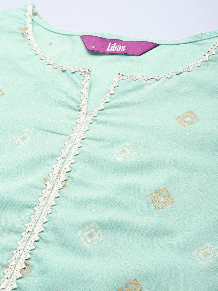 Blue Printed Cotton Suit Set