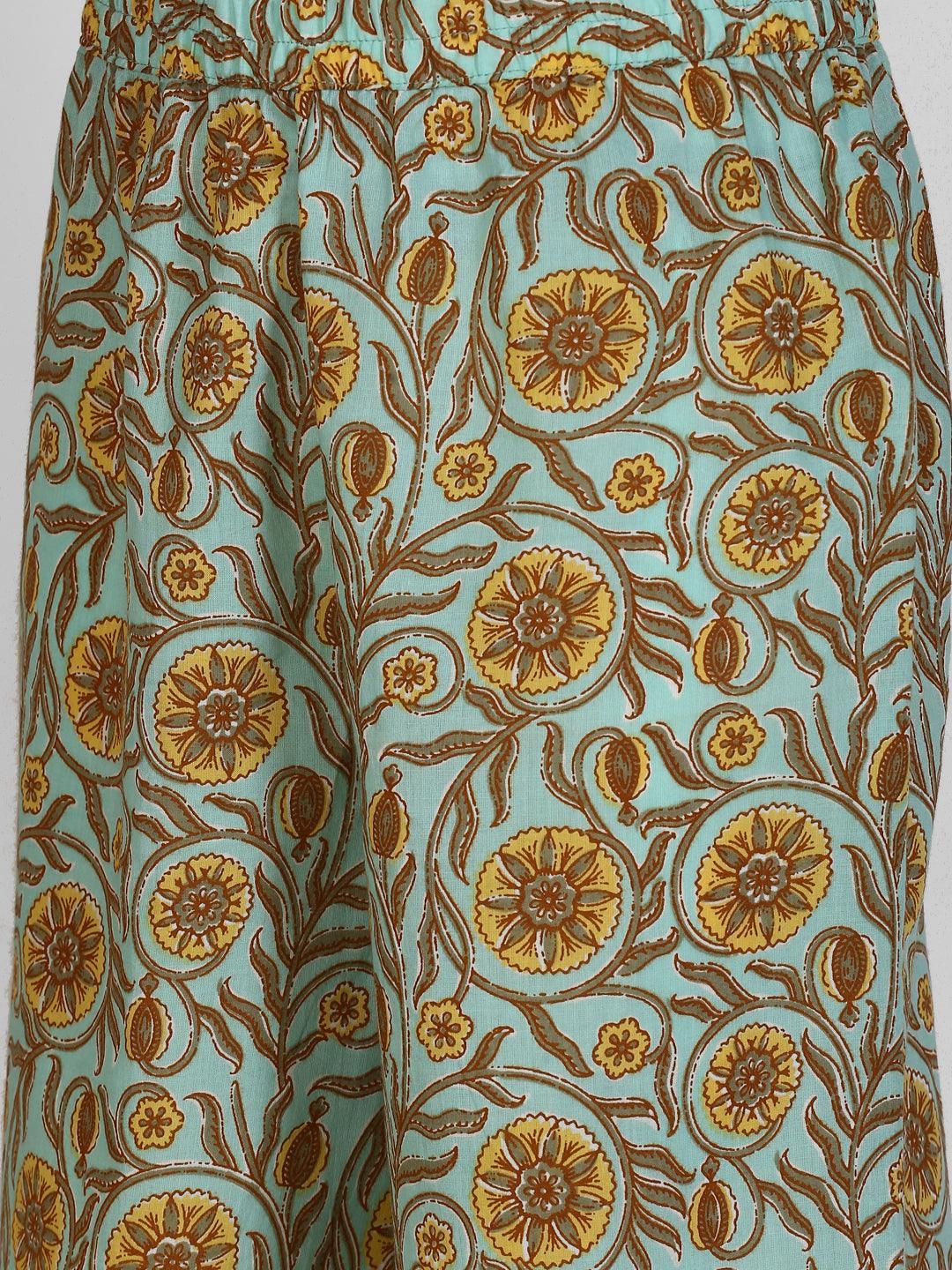 Blue Printed Cotton Suit Set - ShopLibas