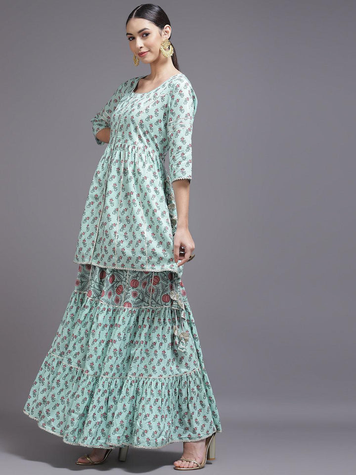 Blue Printed Cotton Suit Set