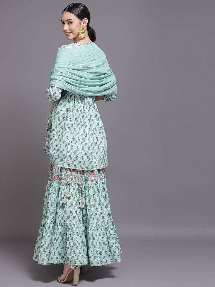 Blue Printed Cotton Suit Set