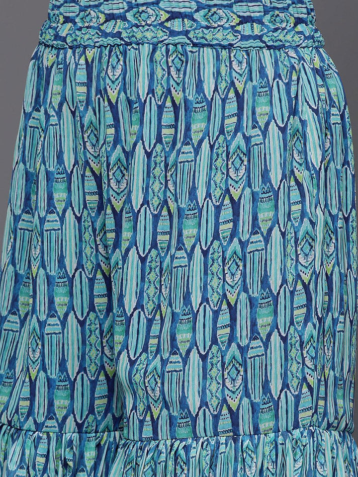 Blue Printed Georgette Suit Set