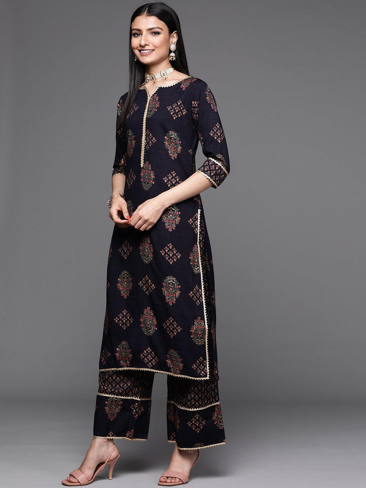 Blue Printed Rayon Suit Set