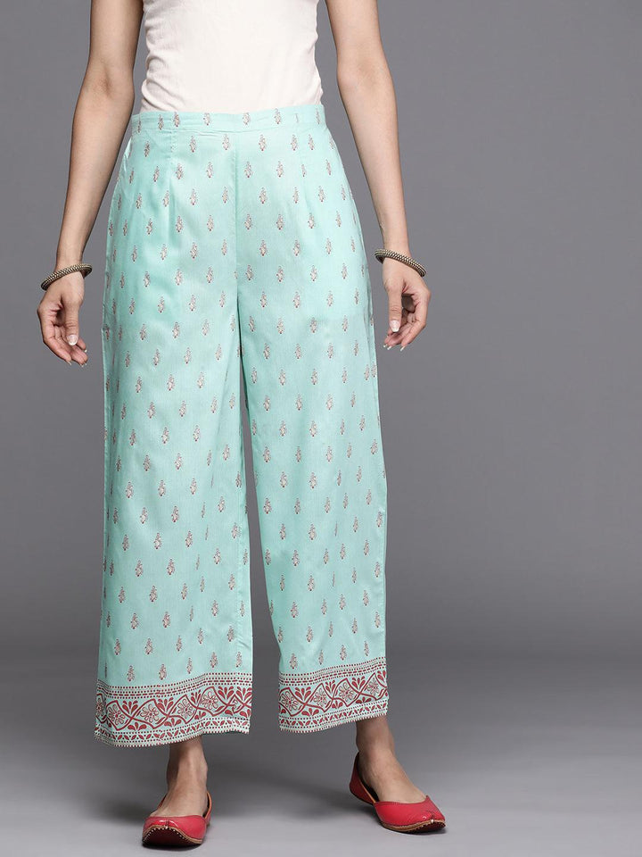 Blue Printed Silk Palazzos