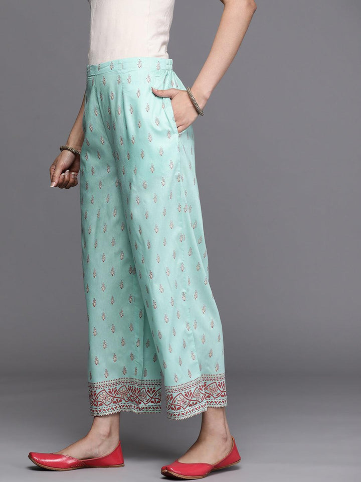 Blue Printed Silk Palazzos