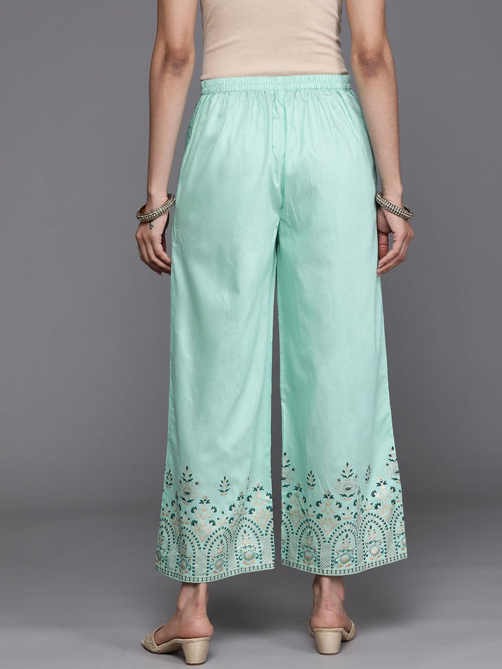 Blue Printed Silk Palazzos