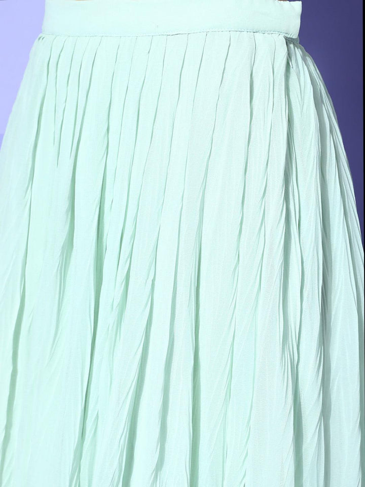 Blue Sequinned Georgette Lehenga Set With Potli