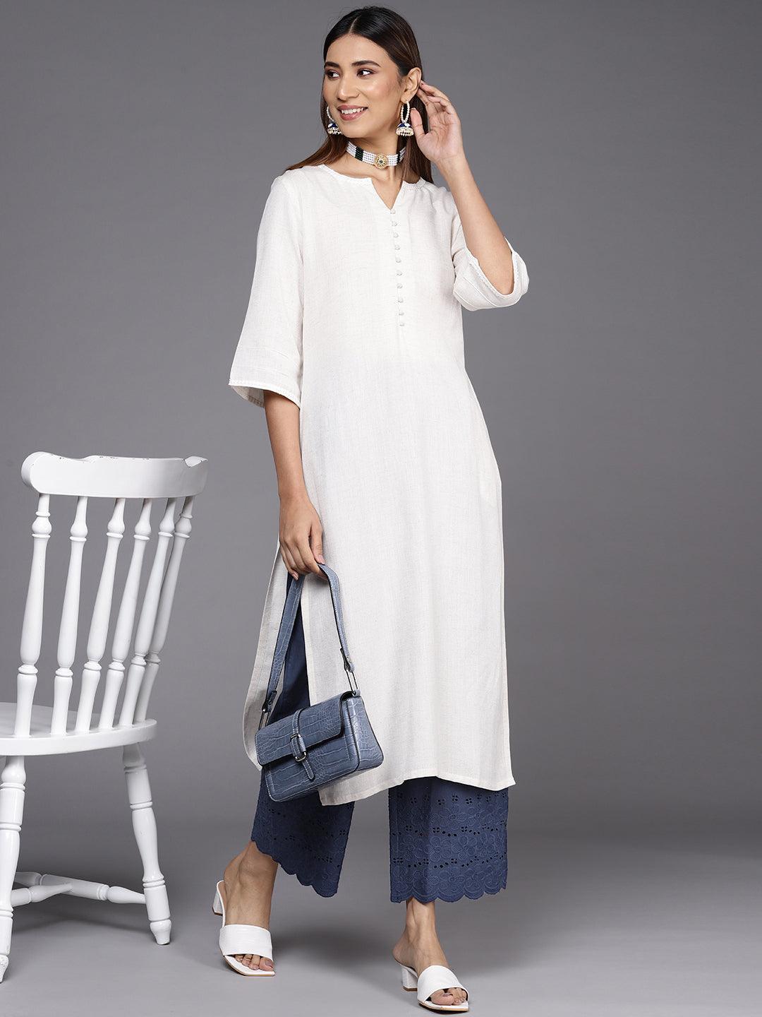 Blue Solid Cotton Palazzos - ShopLibas