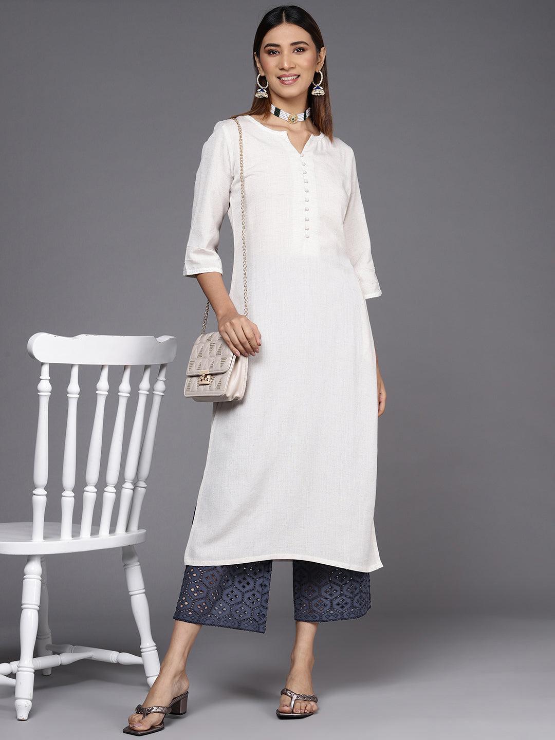 Blue Solid Cotton Palazzos - ShopLibas