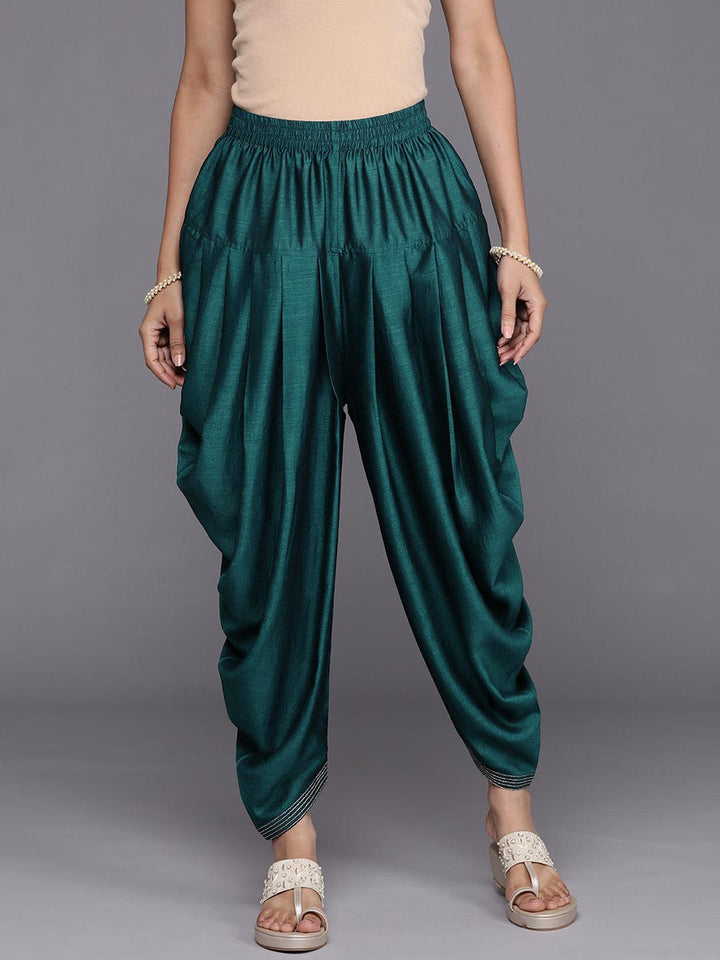 Blue Solid Silk Salwar Pants