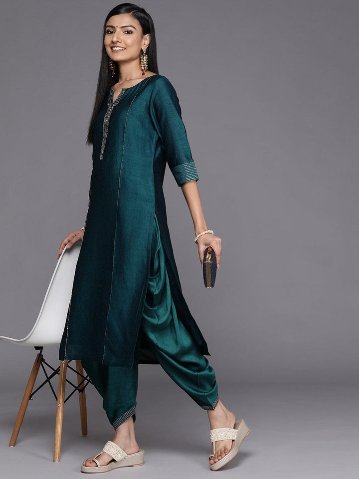 Blue Solid Silk Salwar Pants