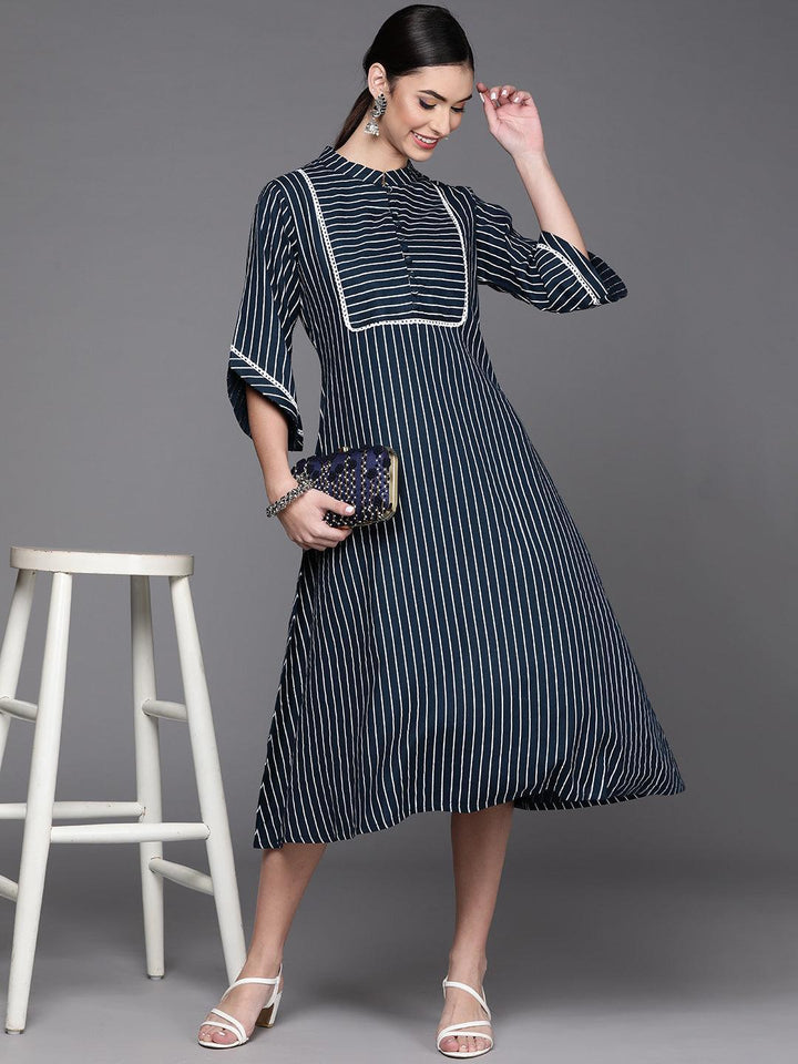 Blue Striped Cotton Dress