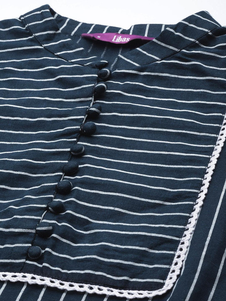 Blue Striped Cotton Dress