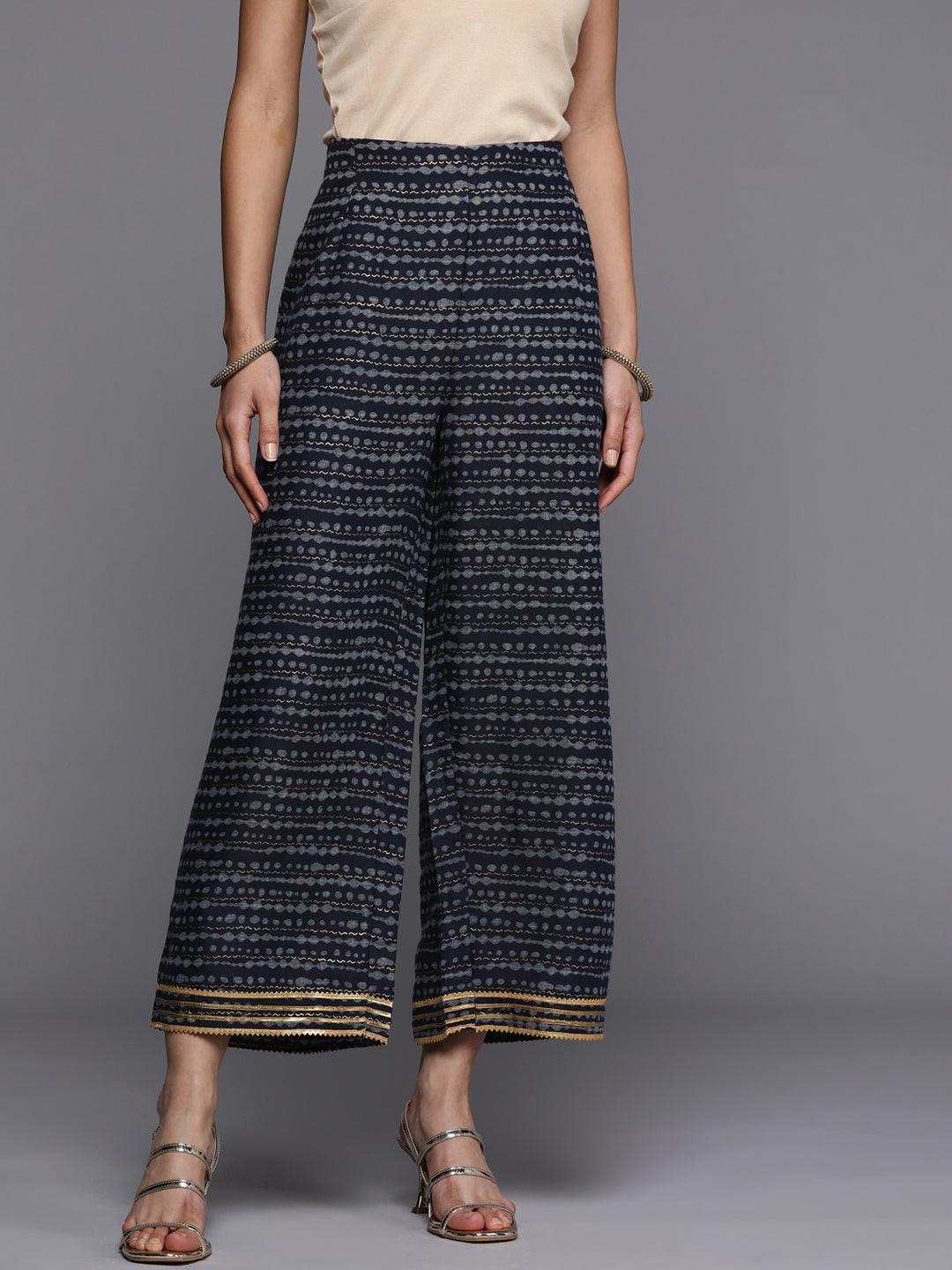 Blue Striped Rayon Palazzos - ShopLibas