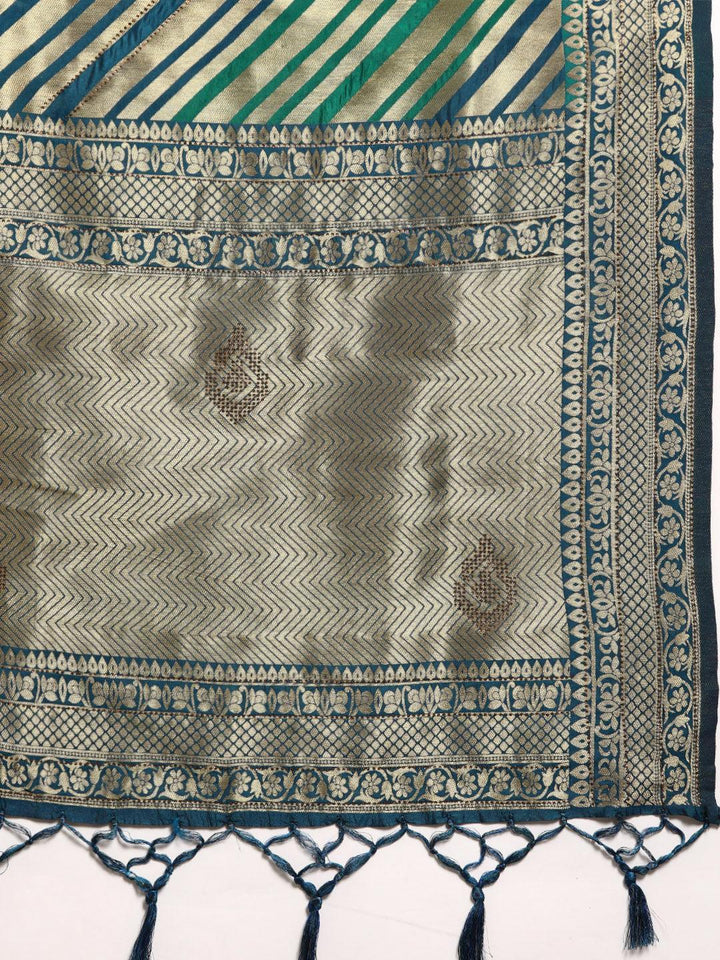 Blue Woven Design Brocade Saree